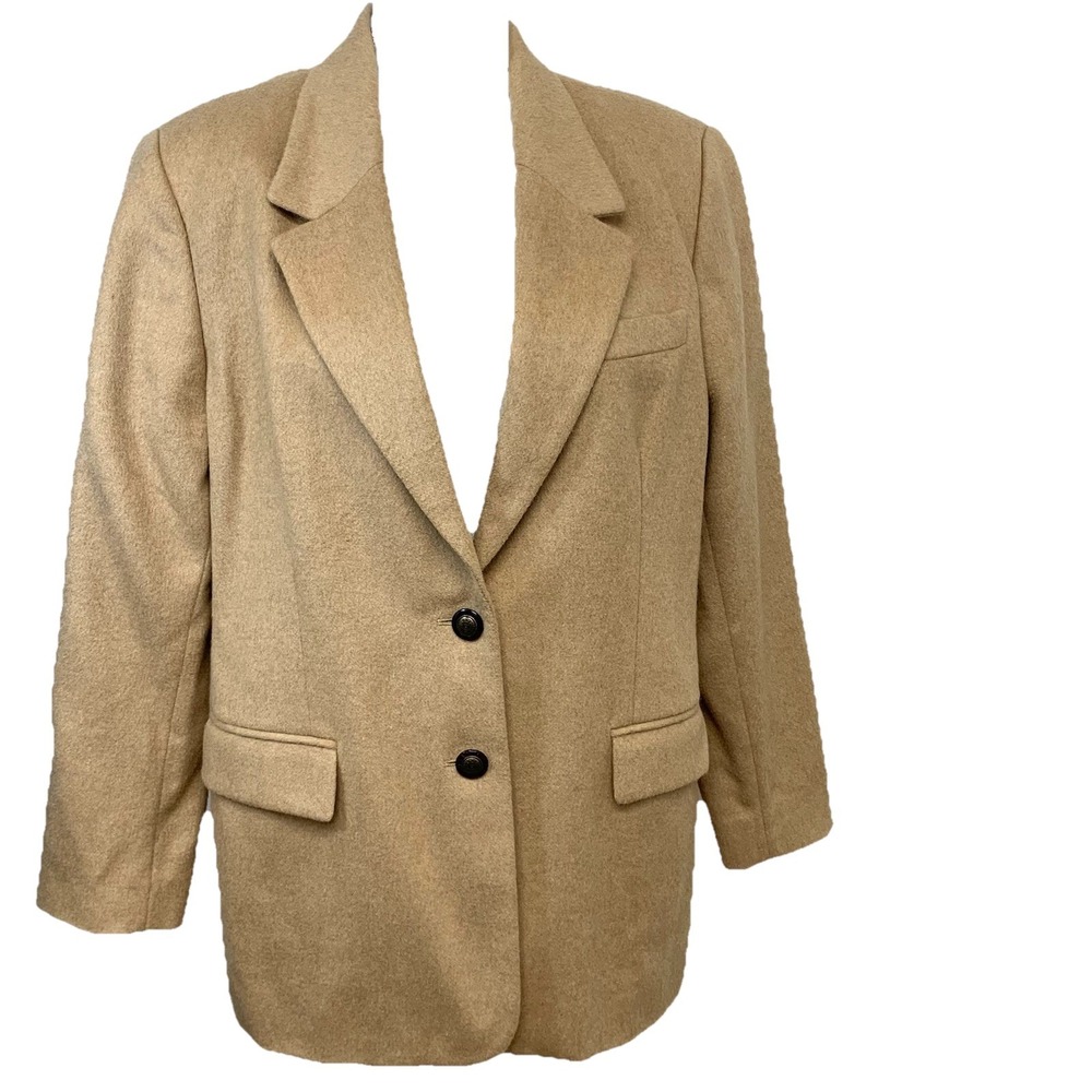 Talbots Camel Hair Blazer Jacket 16P Neutral Classic Business Preppy Italy  READ